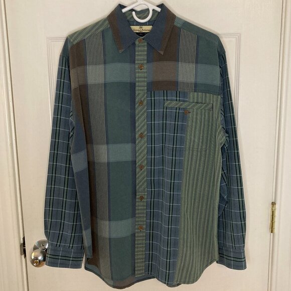 Vintage Tommy Bahama Patchwork 100% Silk Long Sleeve Shirt Size Small - Picture 1 of 6